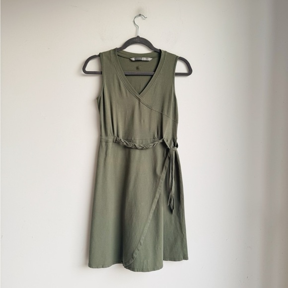 ATHLETA Olive Green Sleeveless Utility Wrap Dress XS | Organic Cotton - Picture 6 of 7